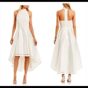 Nicole Miller high-lo dress in Ivory